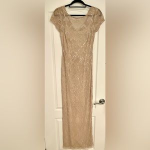 Aiden Mattox nude beaded gown